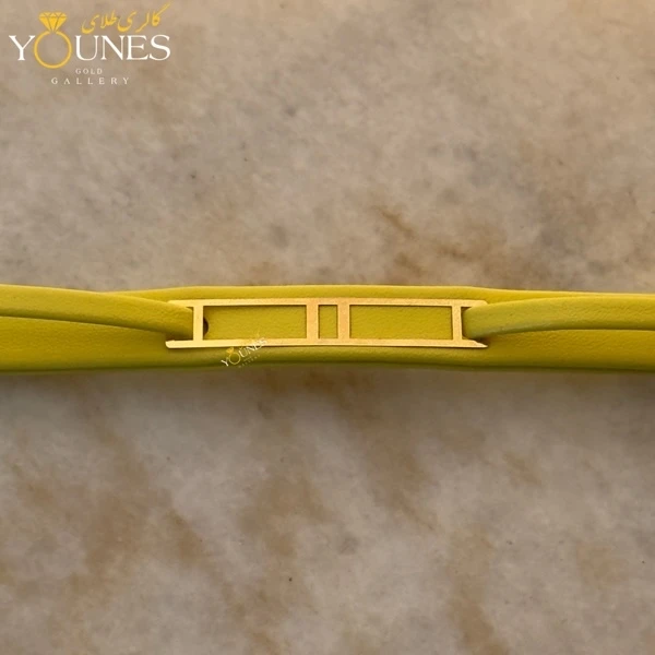 دستبند طلا زنانه چرمی مستطیل مینیمال L445